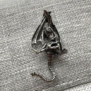 Goth fantasy dark dragon wyvern stainless pendant
